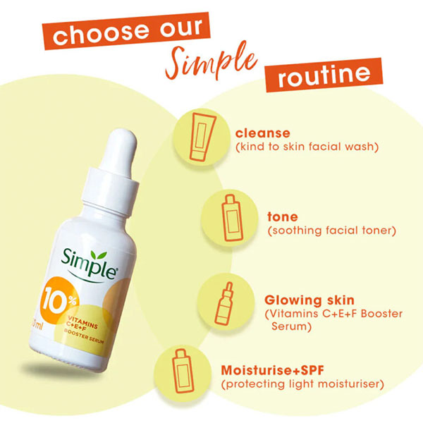 سرم ویتامین C سیمپل مدل Booster serum حجم 30میل Simple serum vitamin C،E،F - Image 3